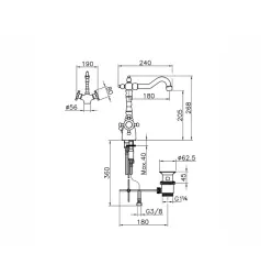 Huber Victorian Mélangeur Thermostatique de Lavabo Chromé-Doré VTT520107G