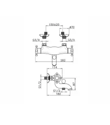 Huber Victorian Mélangeur Thermostatique de Bain Acier Inoxydable VTT270102A