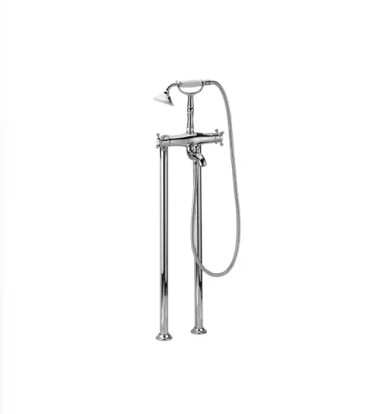 Huber Victorian Mitigeur Thermostatique de Bain au Sol avec Douchette Chromé/Doré VTT390107G