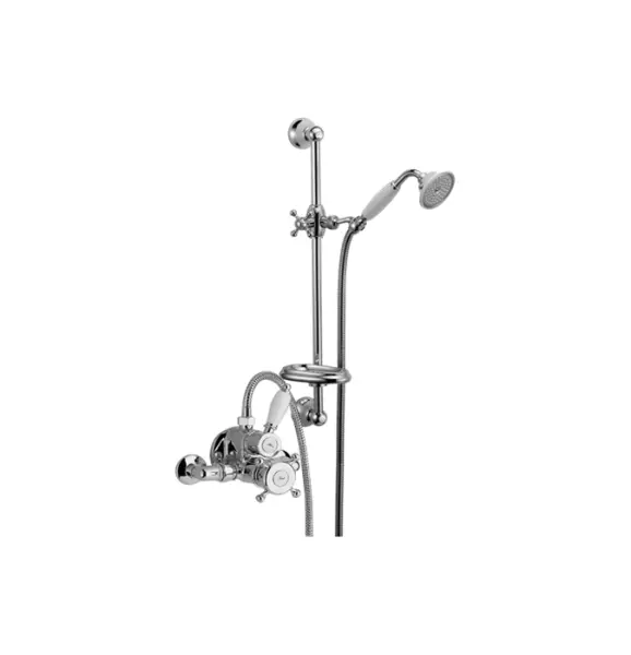 Huber Victorian Mitigeur thermostatique de douche avec barre coulissante couleur Bronze 190R.VT01H.BA