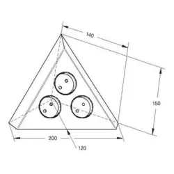 Bloc THEBO 3 compartiments ST3007/CF avec mise à la terre type E, en acier inoxydable