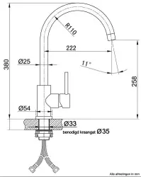 Lorreine Mersey Robinet de cuisine entièrement en acier inoxydable avec bec pivotant 1154021752