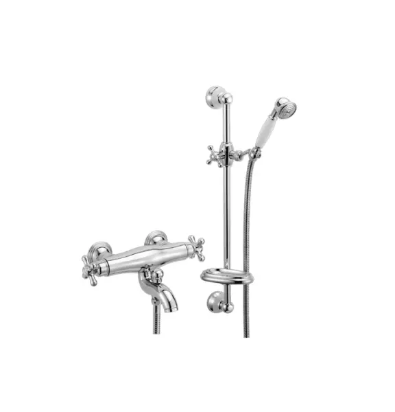 Huber Croisette Mélangeur thermostatique bain-douche avec barre coulissante Chromé CSS2701021