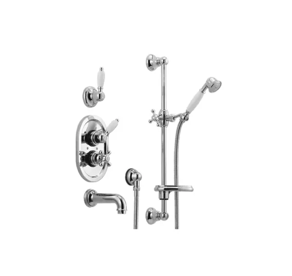 Huber Croisette Set Thermostatique encastrable bain/douche Chromé/ Doré 914.CS01H.