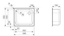 Reginox R18 3530 OSK petit évier en acier inoxydable montage en surface B2910RLU02GDS R00373