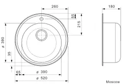 Reginox Moscou évier rond en acier inoxydable OKG Montage en surface avec trou pour robinet R03435