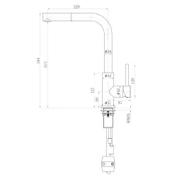 Lorreine Tweed Robinet de cuisine entièrement en acier inoxydable avec bec extractible 1155047732