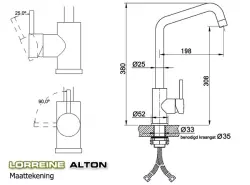 Lorreine Alton Robinet de cuisine entièrement en acier inoxydable avec bec pivotant 1155047742