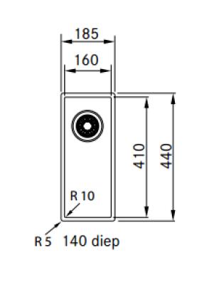 Franke Sirius 2 S2D 110.16 évier en plastique noir 16x41cm sous-meuble 125.0252.231