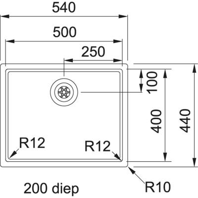 Franke Bolero Plus R12 BXX 210-50 évier en inox à fleur de plan 50x40cm 127.0576.360