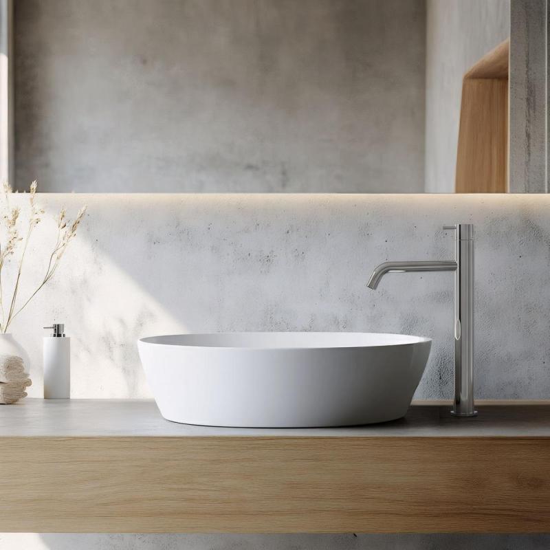 Waterevolution Flow robinet de lavabo à bec haut pour lavabos, avec bouchon chromé T11501