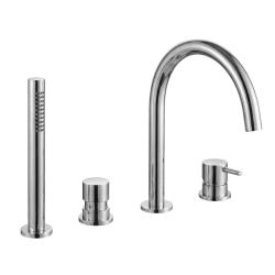 Waterevolution Flow Mitigeur de bain 4 trous pour montage sur le rebord de la baignoire chromé T13801