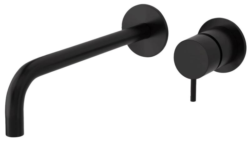 Robinet de lavabo encastré Watervolution Flow noir mat avec bec de 25 cm T116BPR-25