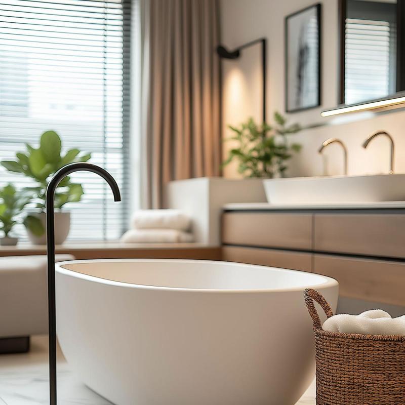 Waterevolution Flow Bec de baignoire sur pied Noir mat T1673PR