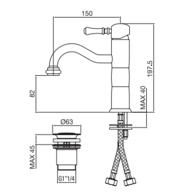 PB Classic robinet de lavabo pilar couleur bronze 1208592572