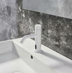 Waterevolution Flow Robinet de lavabo électronique infrarouge avec batterie Blanc mat T110EBBR