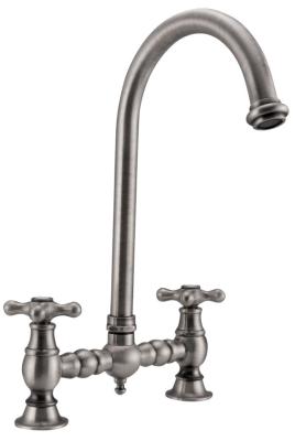 PB Robinet de cuisine à pont nostalgique Bec rond en inox avec boutons en étoile PBN.RVS.R.ST
