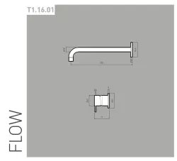 Waterevolution Flow mitigeur lavabo encastrable noir mat avec bec 21cm T116BPR-21