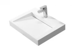 Lavabo Solid-S Quatra en surface solide, blanc mat, sans trou pour robinet, 60x45,5 cm, 1208775682.