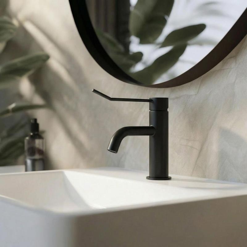 Waterevolution Flow Mitigeur de lavabo bouchon clic-clac inclus Noir mat T111PR