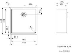 Reginox New York évier médium en acier inoxydable 40x40 T09T2LLU06GDS R27639