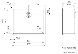 Reginox New York évier médium en acier inoxydable 50x40 T09T3LLU06GDS R27646