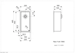 Reginox New York petit évier en acier inoxydable 18x40 T09T1LLU06GDS R27851