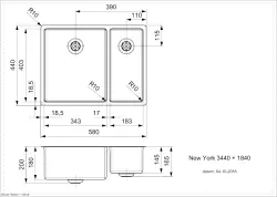 Reginox New York 1.5 évier en acier inoxydable 34x40 + 18x40 T09T8LLU08GDS R27806