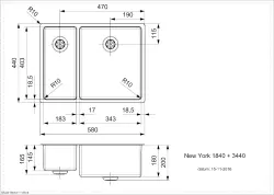 Reginox New York 1.5 évier en acier inoxydable 18x40 + 34x40 T09T5LLU08GDS R27844