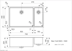 Reginox New York 1.5 évier en acier inoxydable 50x40 + 18x40 T09T10LLU08GDS R27837