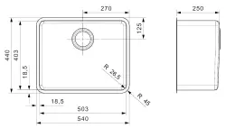 Reginox Kansas 50 x 40 KG-CC évier en acier inoxydable à fleur de plan B19H3LLU05GDS R23518