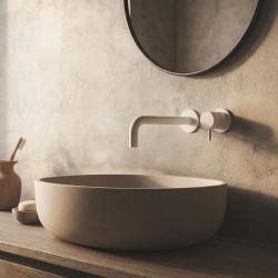 Robinet de lavabo encastré Watervolution Flow blanc mat avec bec de 15 cm T116BBR-15