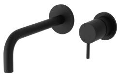 Robinet de lavabo encastré Waterevolution Flow noir mat avec bec de 15 cm T116BPR-15