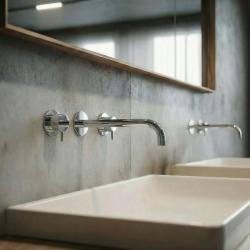 Robinet de lavabo encastré à 3 trous Waterevolution Flow, chrome, avec bec de 21 cm T1163F01-21