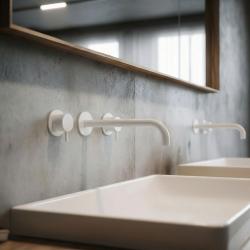 Waterevolution Flow Mitigeur lavabo encastré 3 trous blanc mat avec bec 21 cm T1163FBR-21