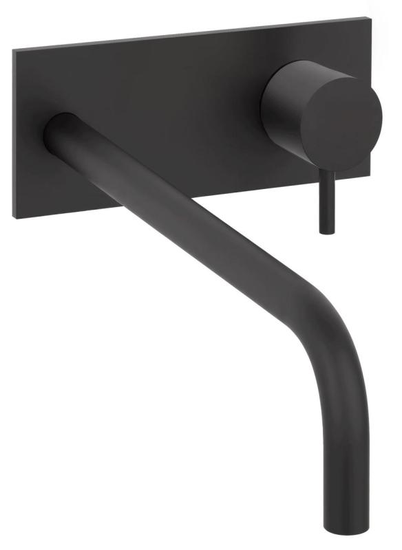 Waterevolution Flow Mitigeur de lavabo encastrable avec plaque et bec 21cm Noir mat T1161BPR-21