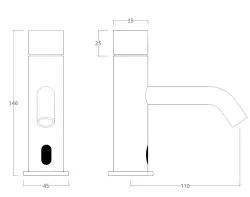 Waterevolution Flow robinet électronique de lavabo infrarouge sur 230volt noir mat T110EEPR