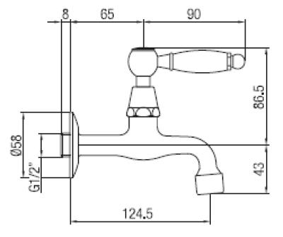 PB Classic Robinet mural de lavabo avec levier blanc eau froide Bronze 1208853512