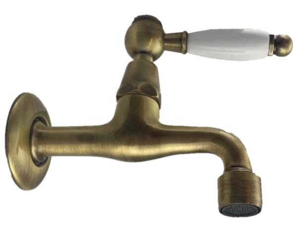 PB Classic Robinet mural de lavabo avec levier blanc eau froide Bronze 1208853512