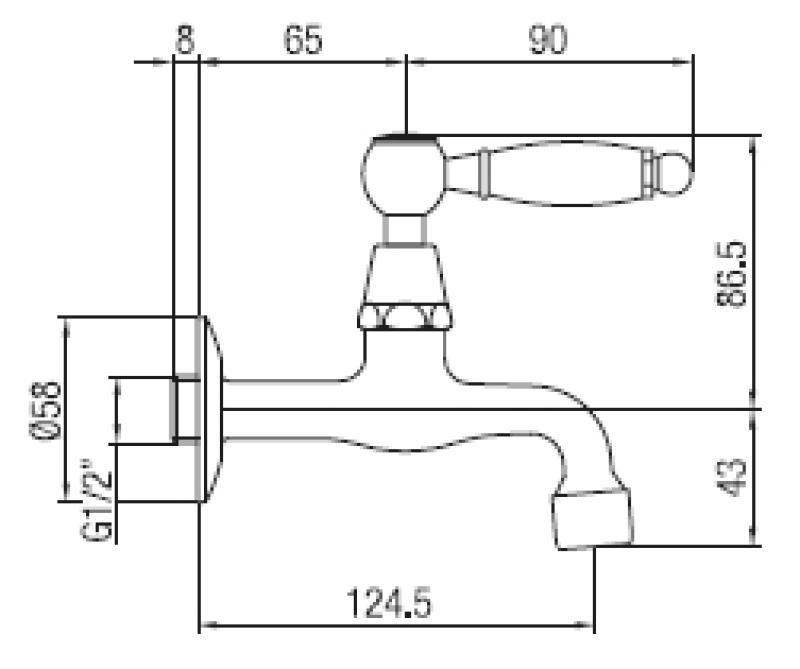 PB Classic Robinet mural de lavabo avec levier blanc eau froide Bronze 1208853512