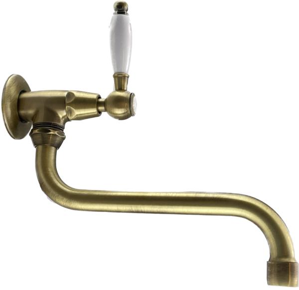 PB Classic mitigeur mural de lavabo avec levier blanc eau froide et long bec bronze 1208853602