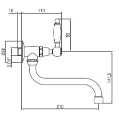 PB Classic Robinet mural de lavabo avec levier blanc eau froide et long bec Chromé 1208853612