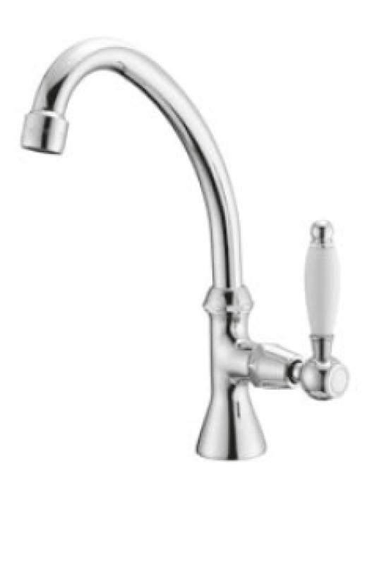 PB Classic Mitigeur de lavabo avec levier blanc eau froide avec bec haut Acier inoxydable 1208853702