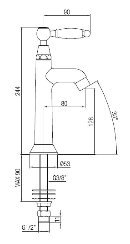 PB Classic Mitigeur de lavabo avec levier blanc eau froide Chrome 1208853732