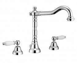 PB classic tap 3 trous Robinet de lavabo Leviers blancs Chromé 1208854262