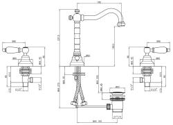 PB classic tap 3 trous Robinet de lavabo Leviers blancs Chromé 1208854262