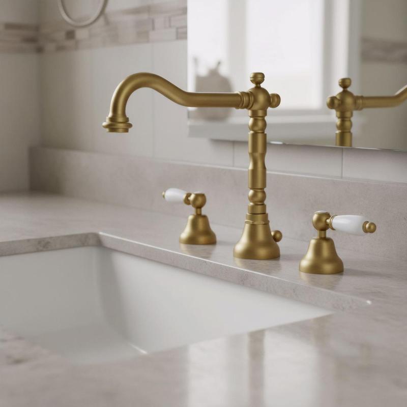 PB classic tap 3 trous robinet de lavabo Leviers blancs couleur Bronze 1208854272