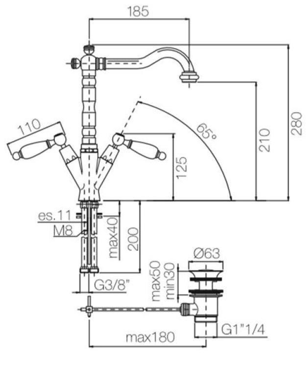 PB classic robinet de lavabo bec blanc 18.5 cm couleur bronze 1208854302