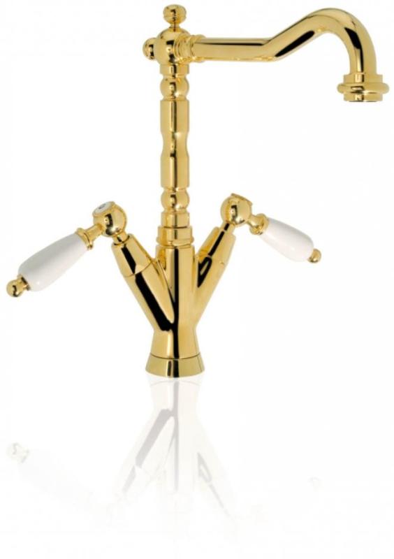 PB classic robinet de lavabo bec blanc 18,5 cm inox 1208854312