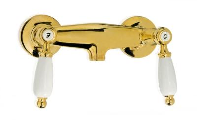 PB ensemble de douche mural à robinet classique avec poignées blanches, y compris douchette à main Chrome 1208854472
